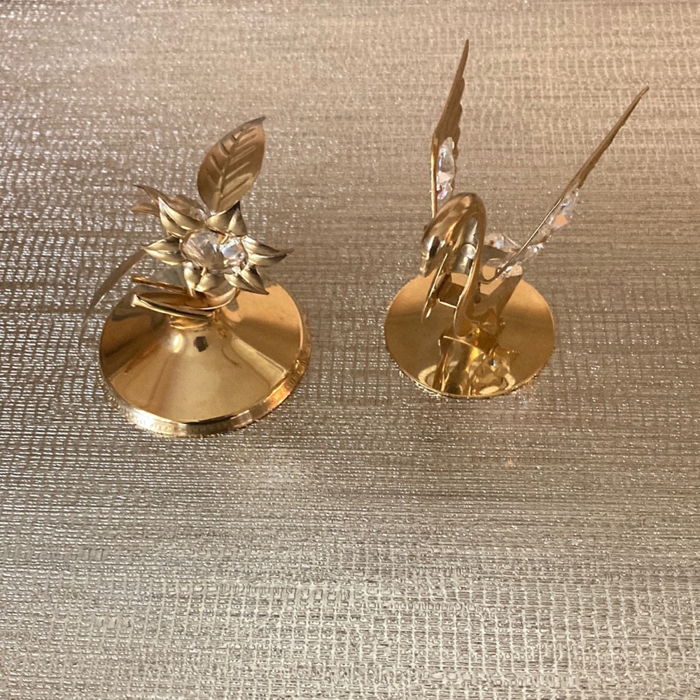 Vintage Austrian Crystal 24K Gold Plated set of 2